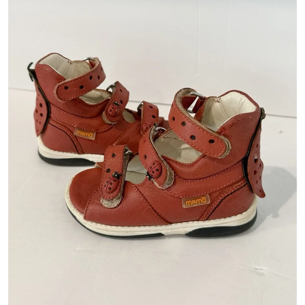 Memo Ladybird Girls' Toddler Orthopedic Corrective High-Top Ankle Support Sandal